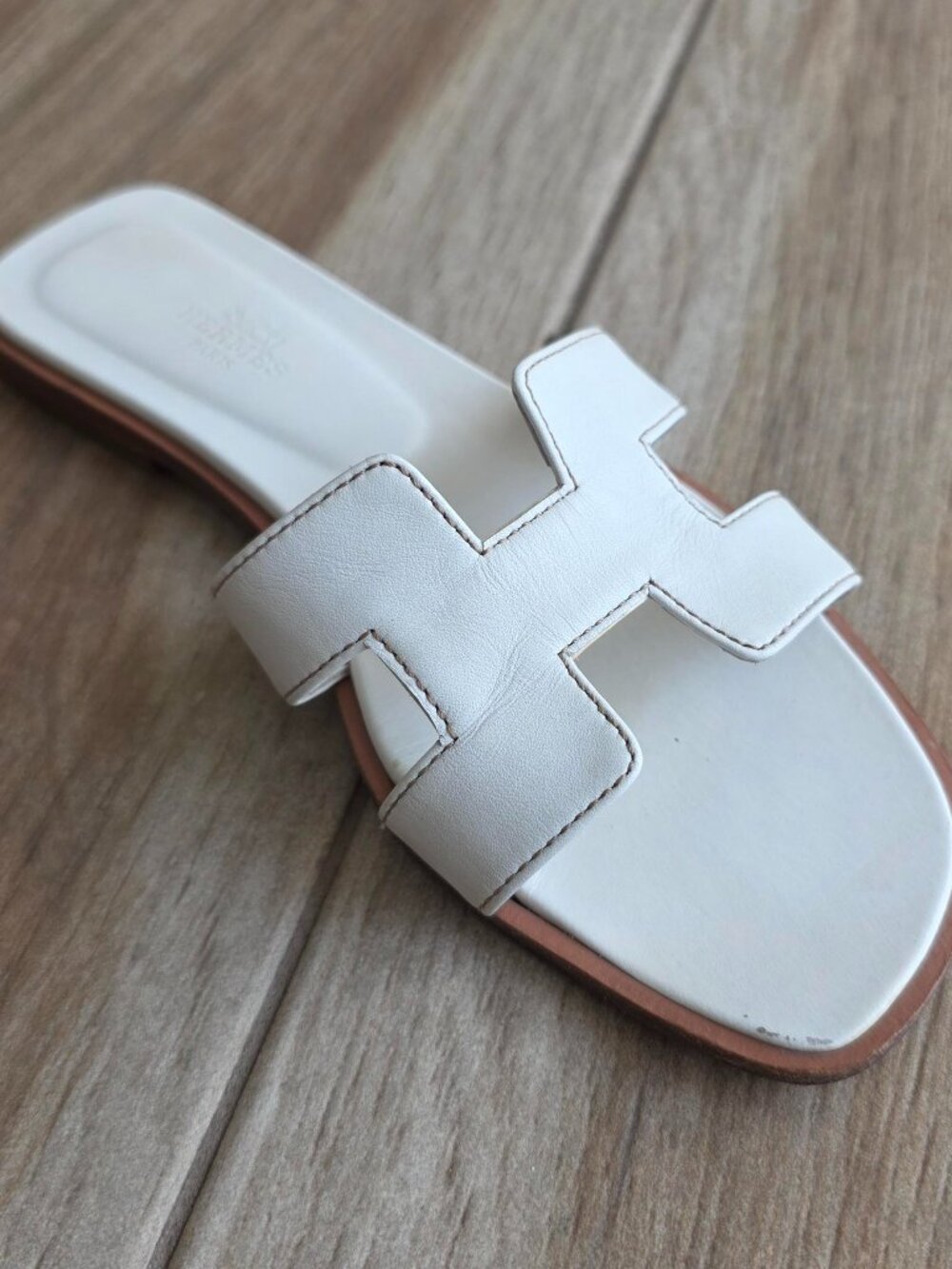 Hermes Oran White Leather Sandals Eur. 36.5